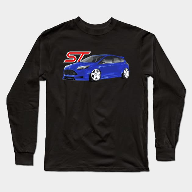 Focus ST Mk3 Performance Blue Hot hatch Long Sleeve T-Shirt by cowtown_cowboy